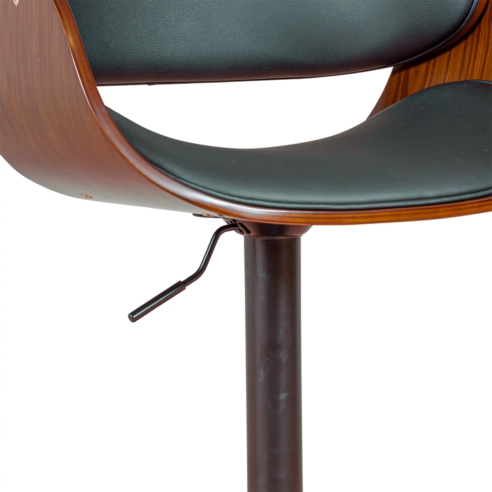 Tamborete Burrow Lift Walnut - Almofada em pele preta - Estilo Nórdico