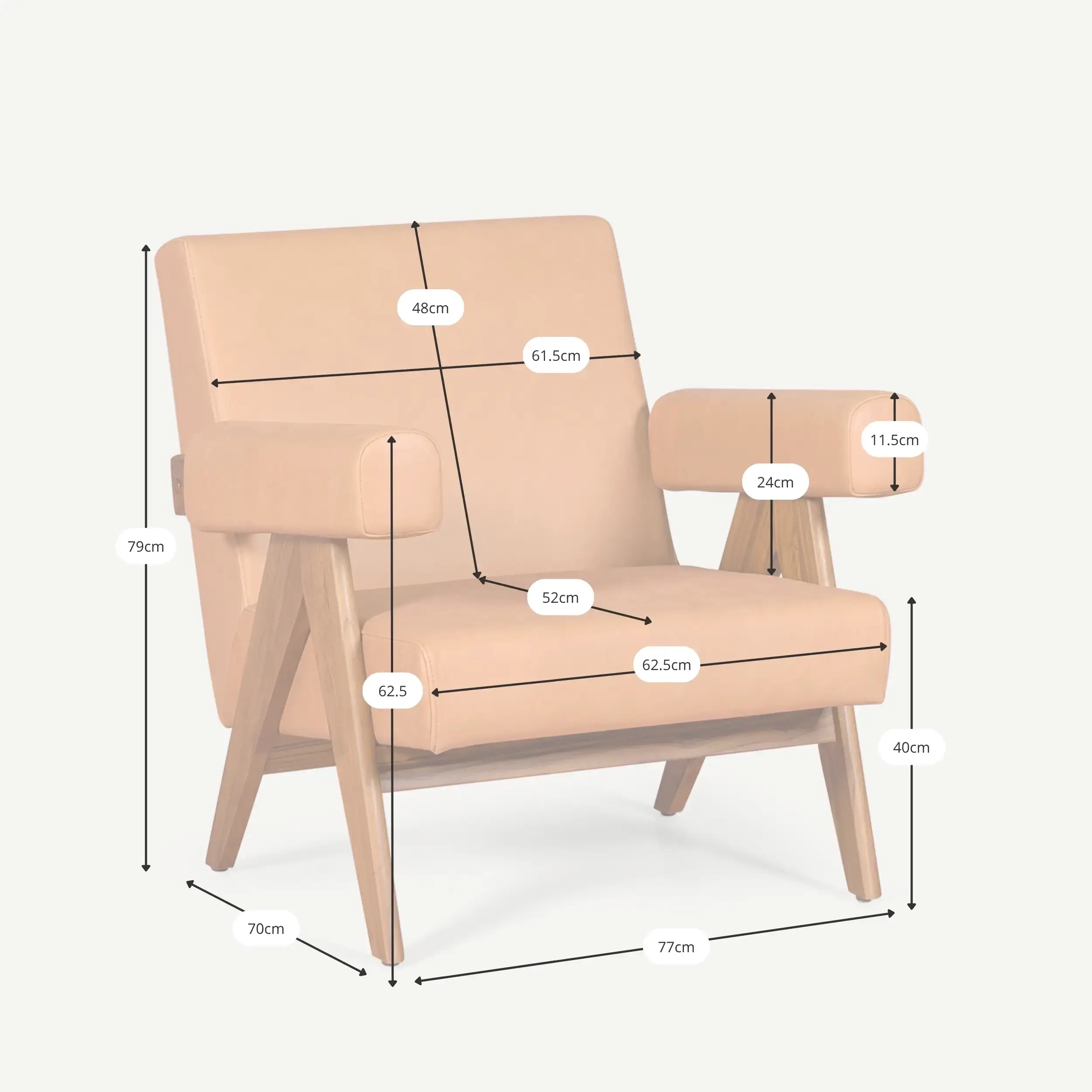 Cadeirão Compass - Retro-vintage em pele italiana - - Mueble Design