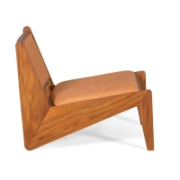 Sillón Lounge Compass tapizado en madera y piel - Mueble Design