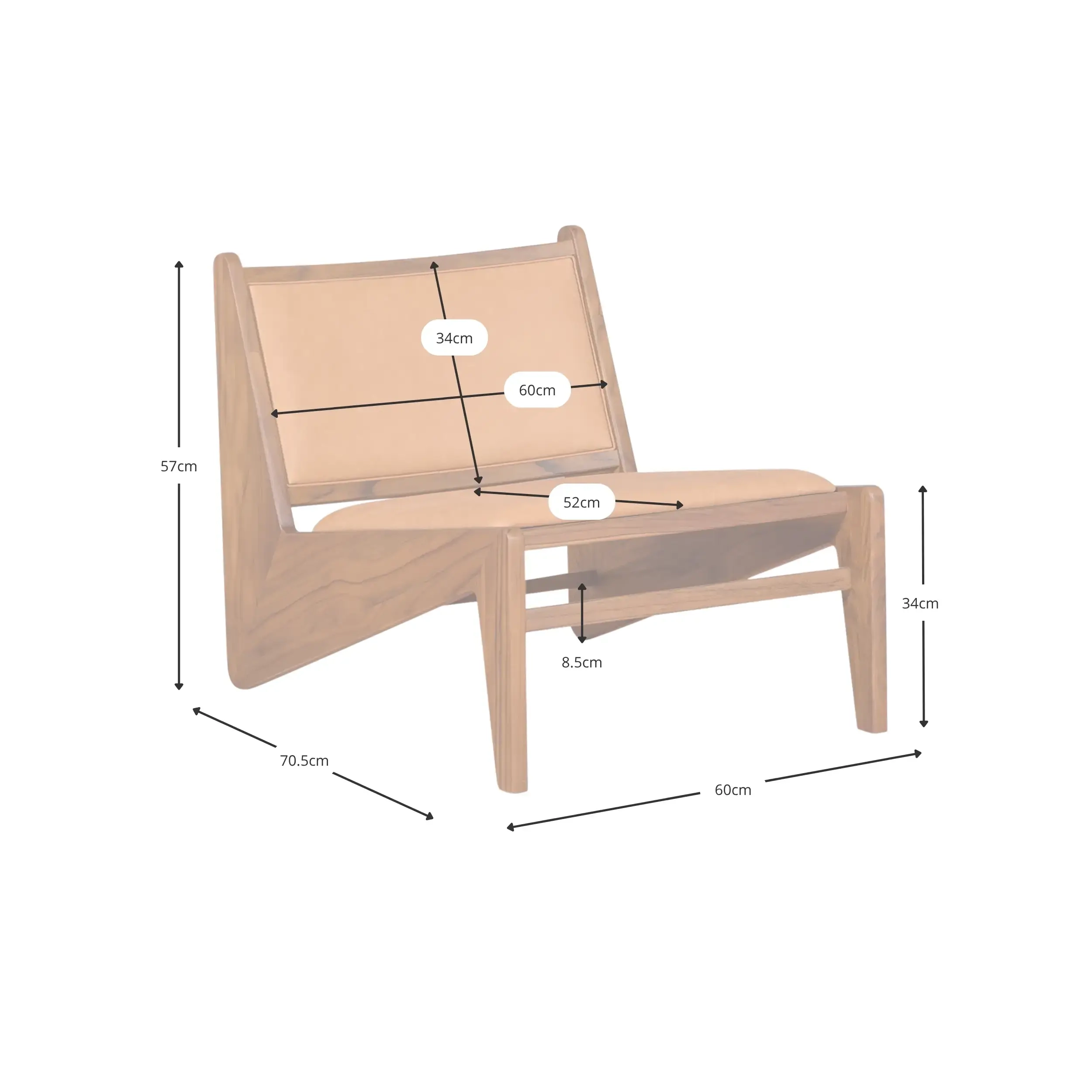 Sillón Lounge Compass tapizado en madera y piel - Mueble Design