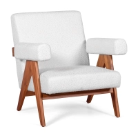 Confort lounge armchair Compass in wood and boucle - Mueble Design