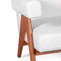 Confort lounge nojatuoli Compass puusta ja bouclesta - Mobelarium
