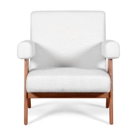 Cadeirão Confort lounge Compass em madeira e boucle - Mueble Design