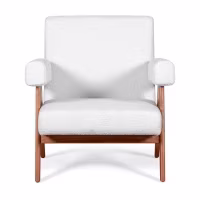 Sillón lounge Confort Compass en madera y boucle - Mueble Design