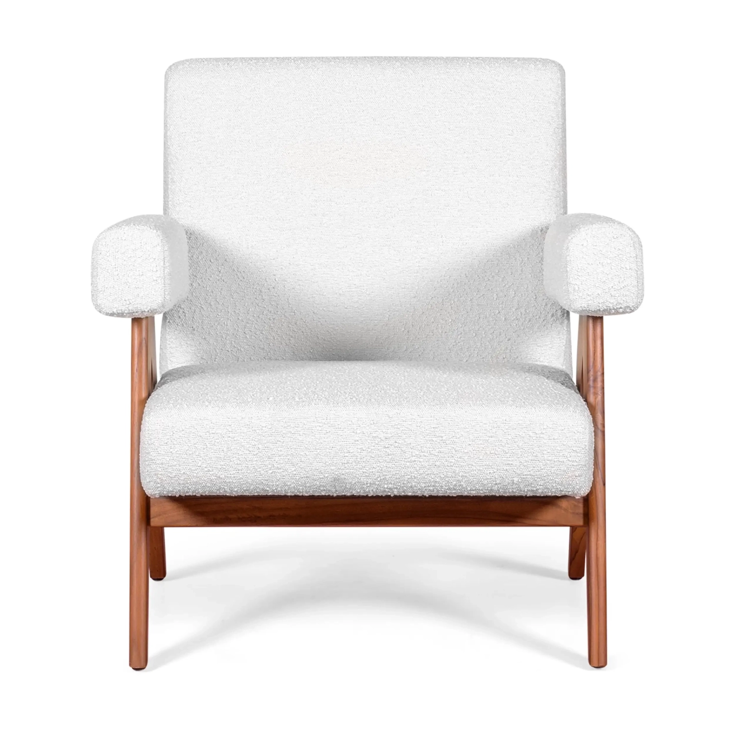 Confort lounge fauteuil Compass in hout en boucle - Mobelarium