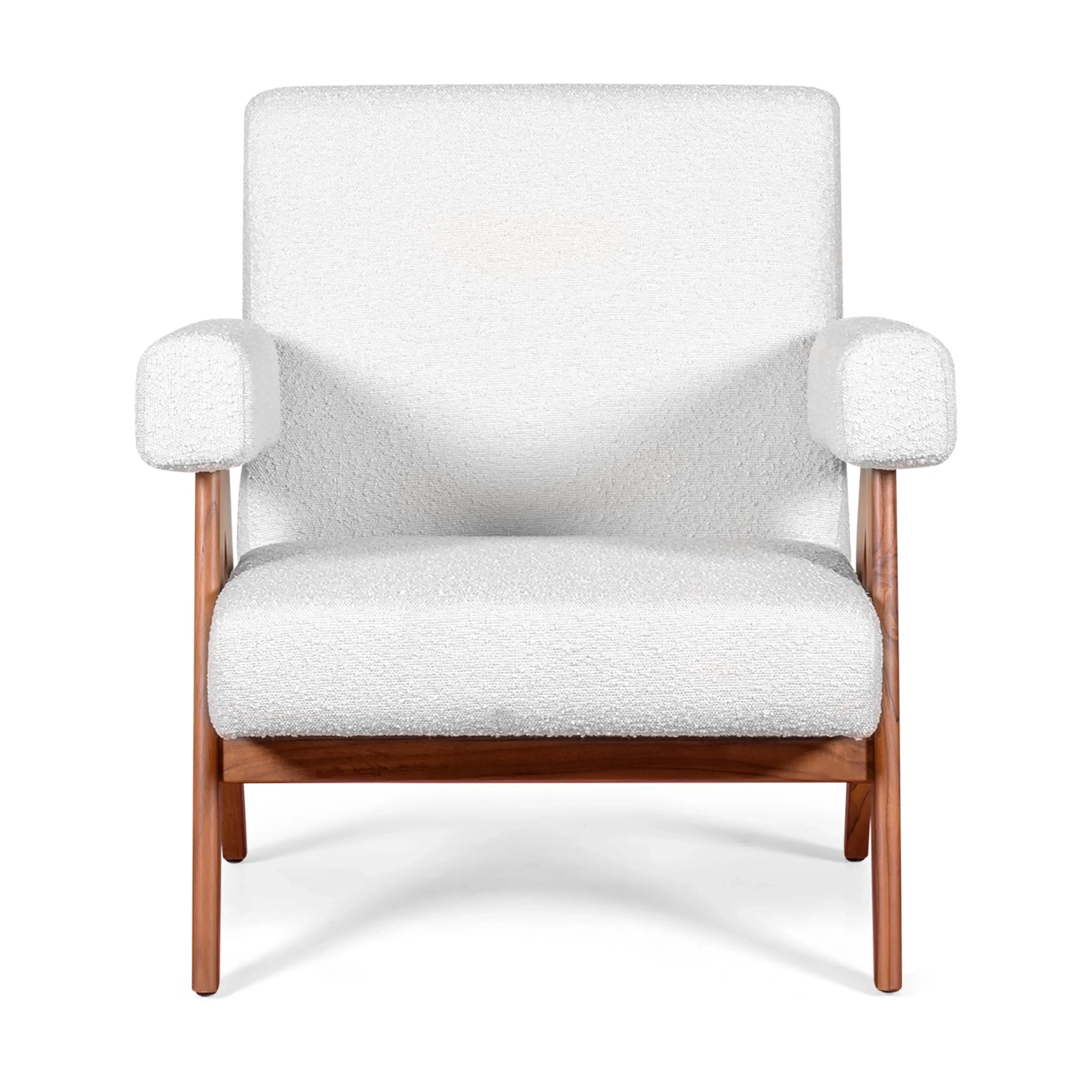 Cadeirão Confort lounge Compass em madeira e boucle - Mueble Design