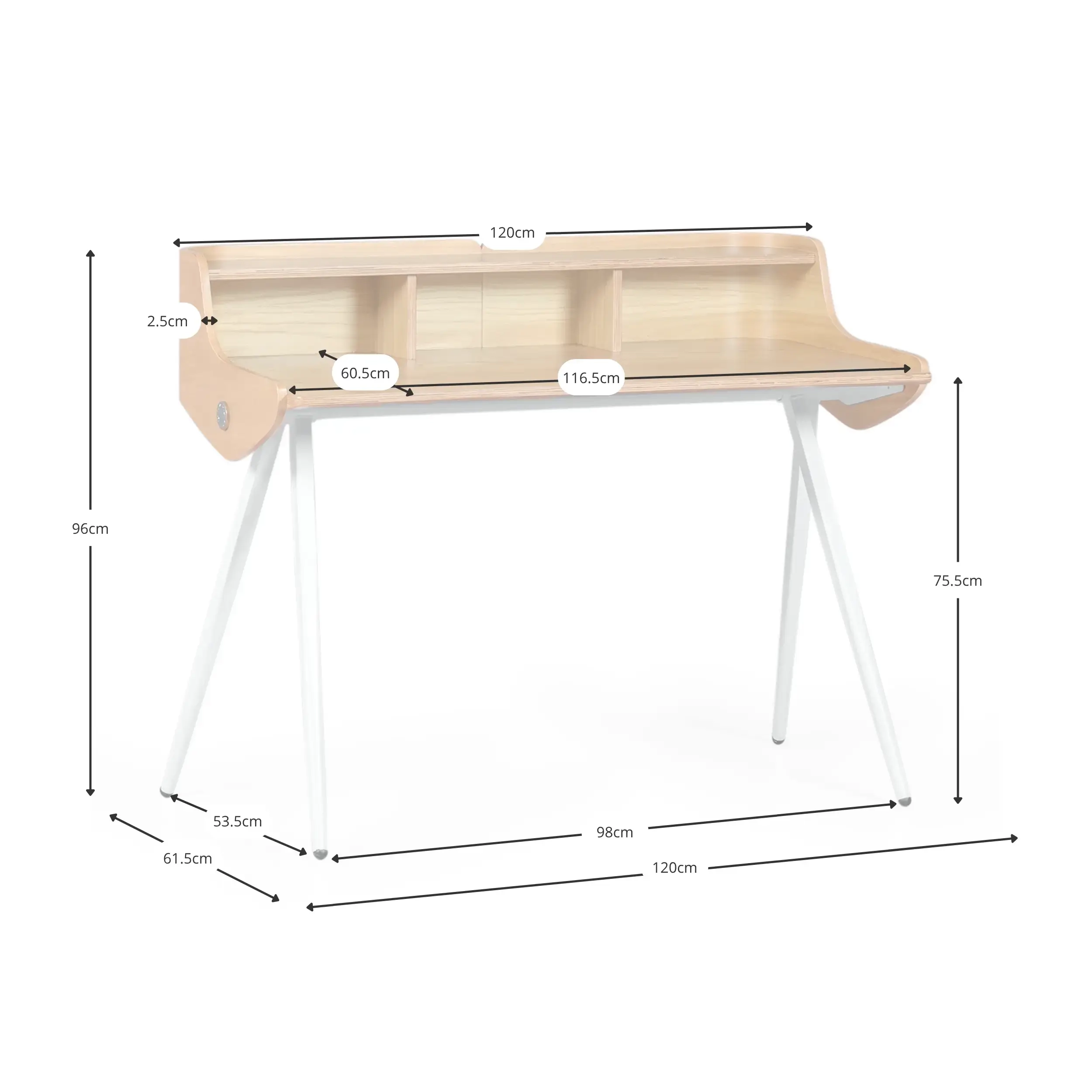 Oakland Desk Table - Oak Wood and Modern Design - Mueble Design