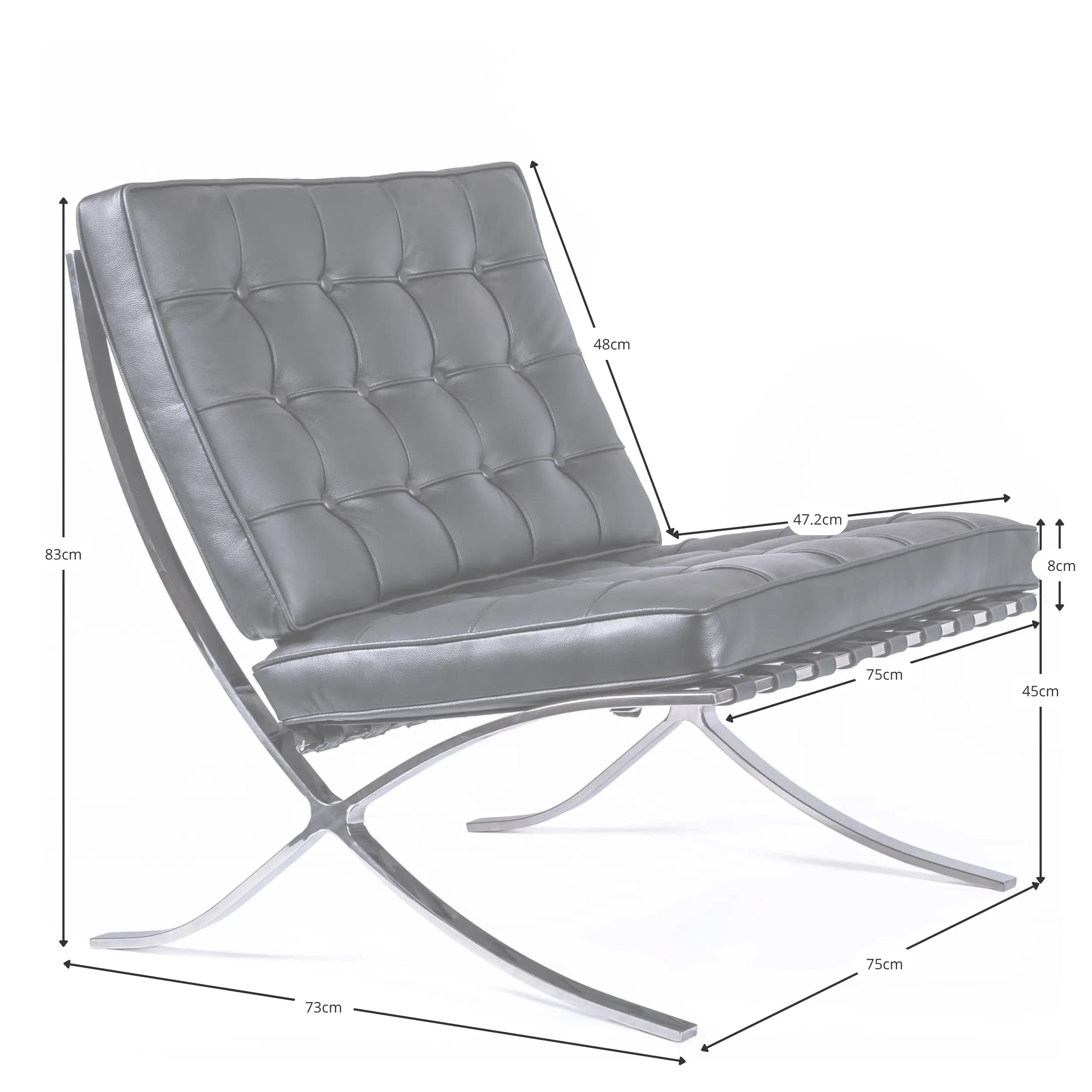 Cadeira Inspiration Barcelona em couro italiano - Poltrona de última geração - Móveis Design