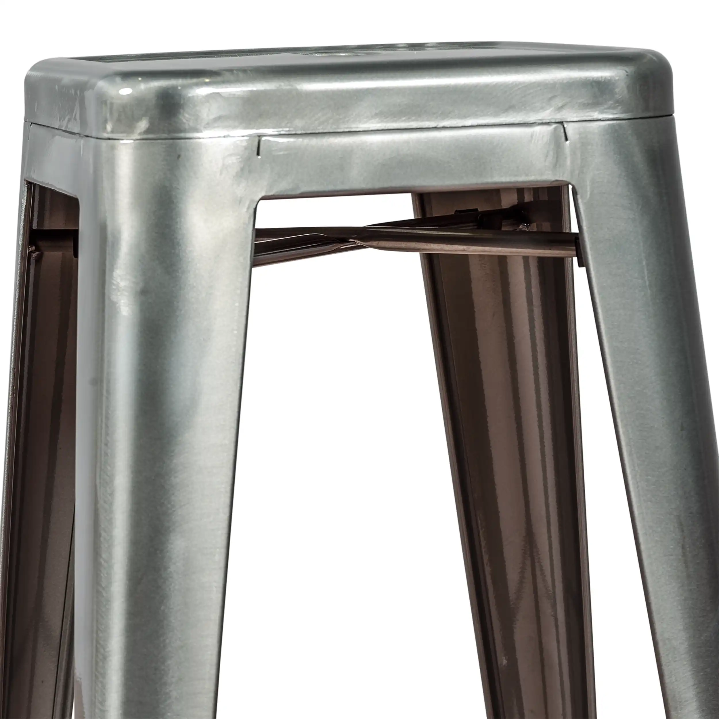 Tamborete industrial Bistro 76 cm | Aço brilhante empilhável
