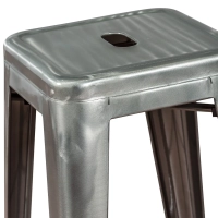 Tamborete industrial Bistro 76 cm | Aço brilhante empilhável