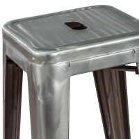 Stołek przemysłowy Bistro 76 cm | Jasna stal z możliwością sztaplowania