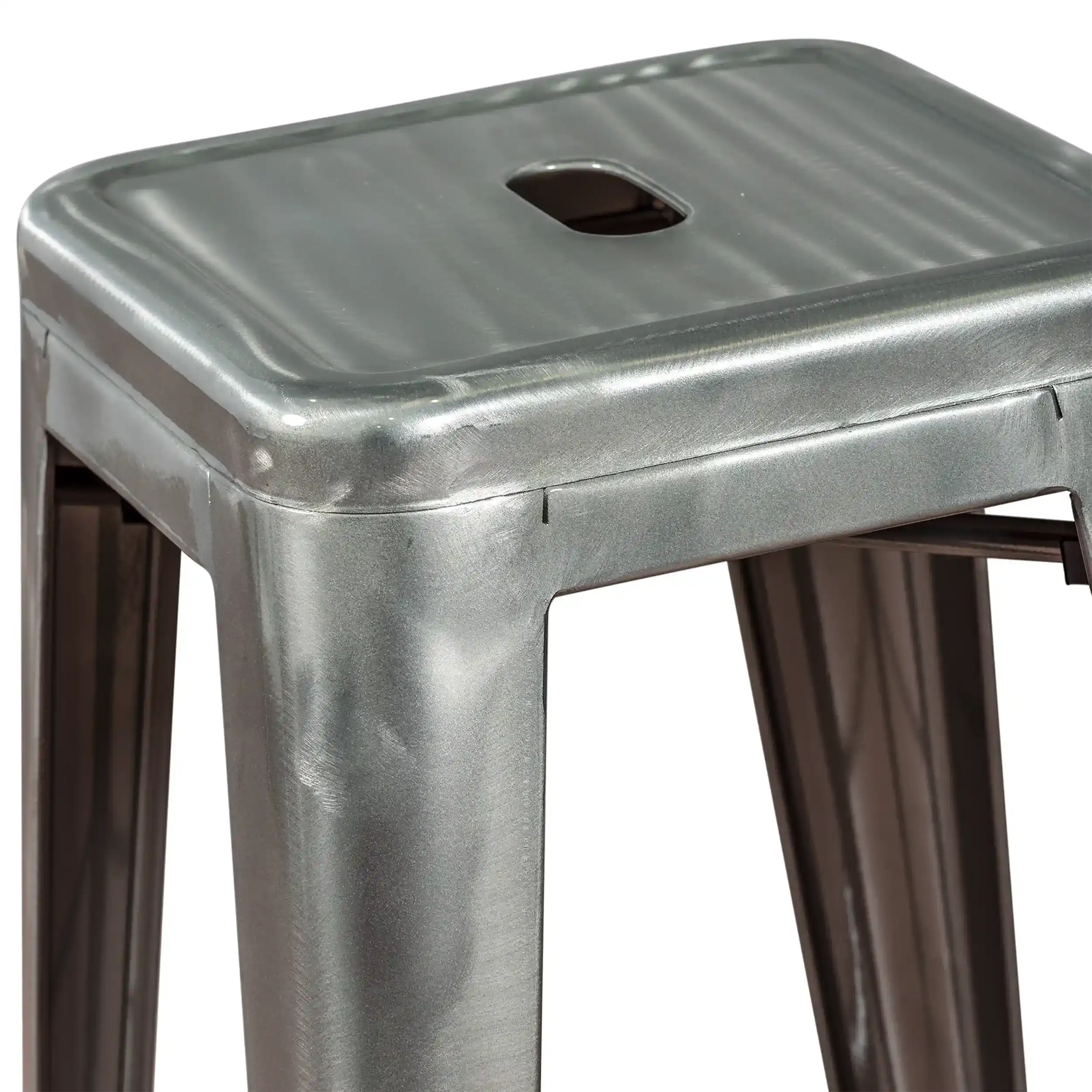Tamborete industrial Bistro 76 cm | Aço brilhante empilhável