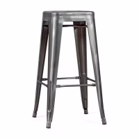 Taburete industrial Bistro 76 cm | Acero brillante apilable
