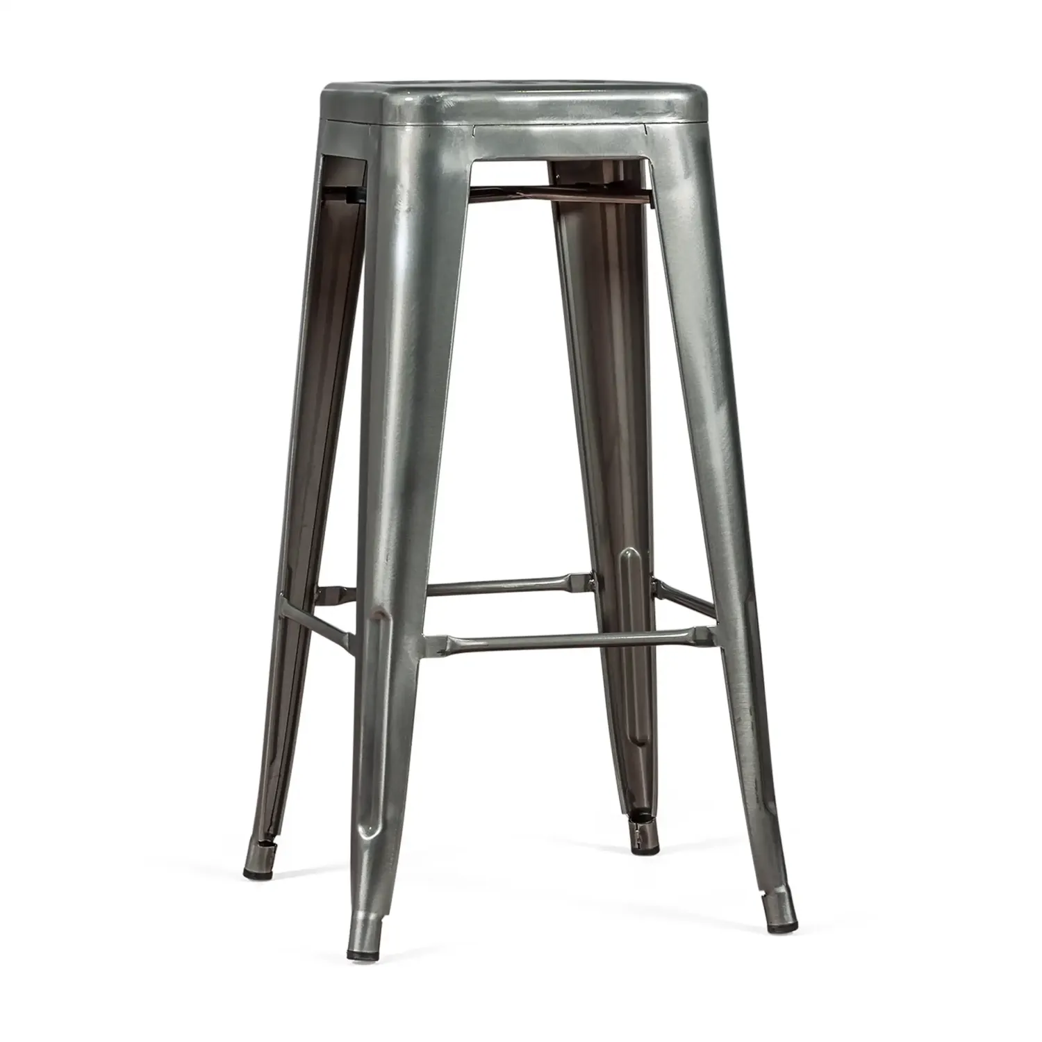 Taburete industrial Bistro 76 cm | Acero brillante apilable
