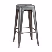 Stołek przemysłowy Bistro 76 cm | Jasna stal z możliwością sztaplowania