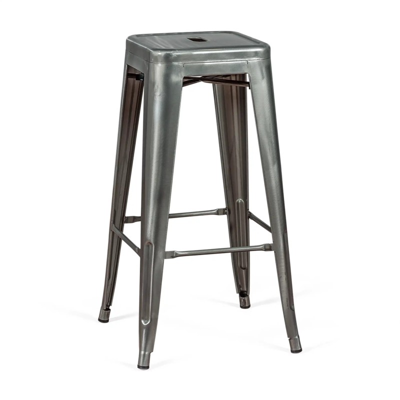 Barstoel industrieel Bistro 76 cm | blank staal stapelbaar