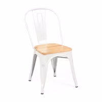 Stackable chair Bistro: Industrial style, matte steel and solid wood
