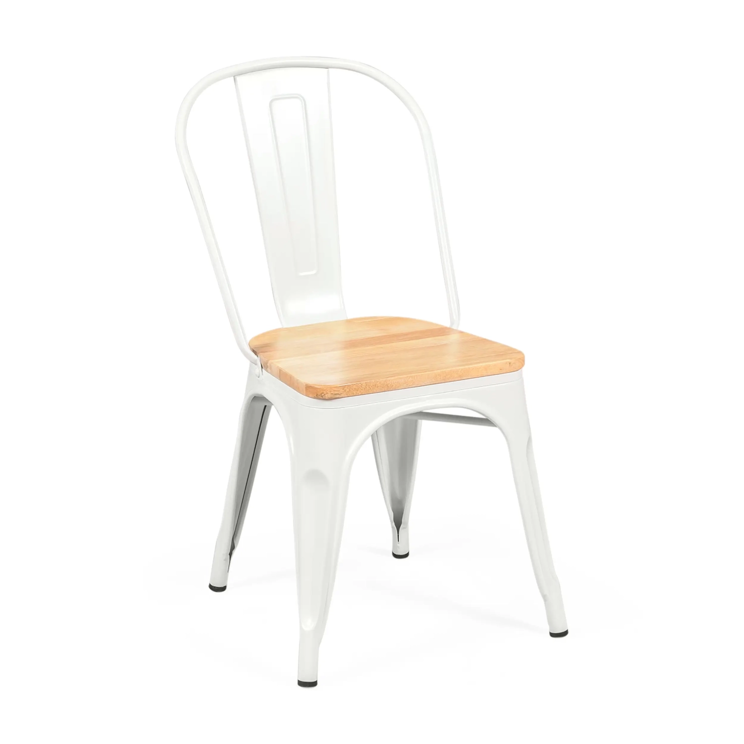 Sedia impilabile Bistro | Acciaio opaco e legno massiccio, stile industriale