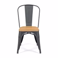 Silla Bistro apilable | Acero matte y madera maciza estilo industrial