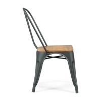 Chaise empilable Bistro | Acier mat et bois massif, style industriel