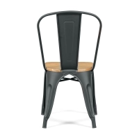 Cadeira empilhável Bistro | Aço mate e madeira maciça, estilo industrial