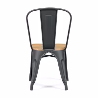 Silla Bistro apilable | Acero matte y madera maciza estilo industrial