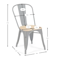 Sedia impilabile Bistro | Acciaio opaco e legno massiccio, stile industriale