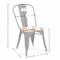 Silla Bistro apilable | Acero matte y madera maciza estilo industrial