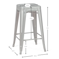 Stool industrial Bistro 66 cm | Steel stackable glossy or mat steel