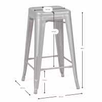 Taburete industrial Bistro 66 cm | Acero apilable brillante o mate