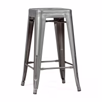Tamborete industrial Bistro 66 cm | Aço empilhável brilhante ou mate