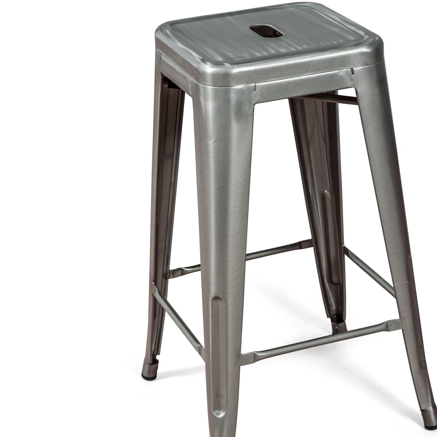 Barstoel industrieel Bistro 66 cm | staal stapelbaar glanzend of mat