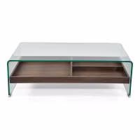Coffee table Pot : Tempered glass with wooden drawer