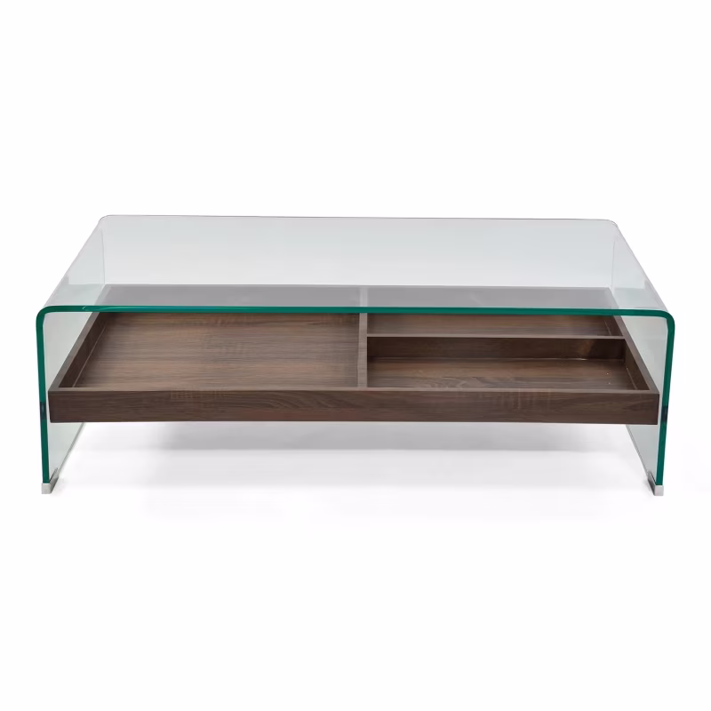 Coffee table Pot : Tempered glass with wooden drawer
