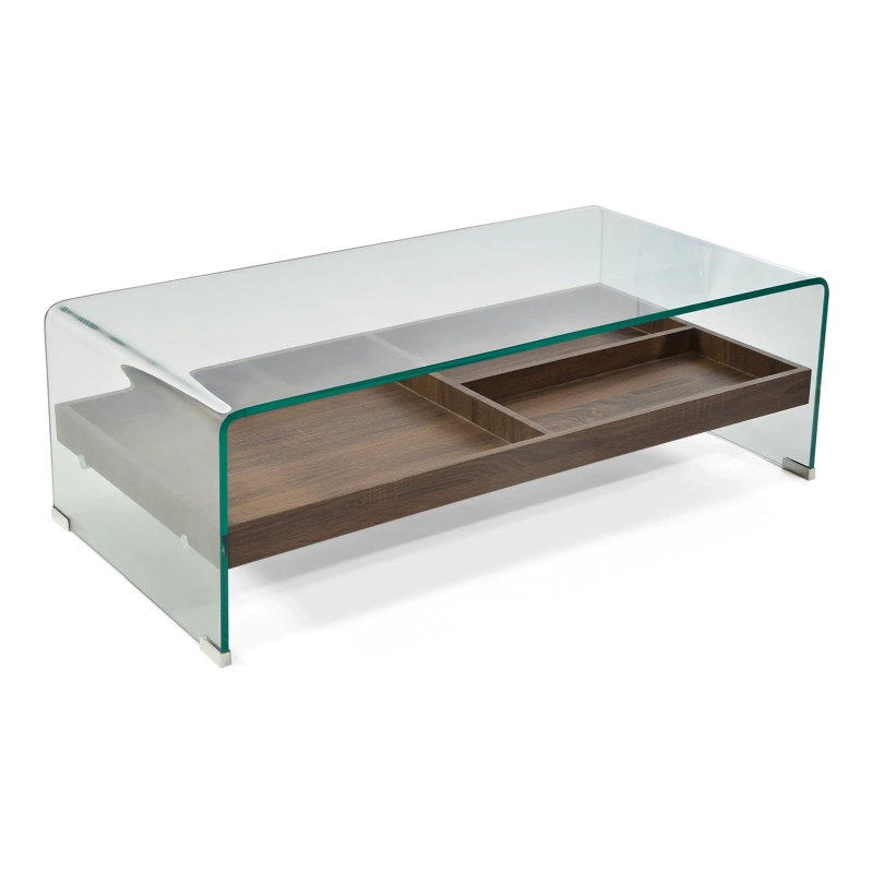 Coffee table Pot : Tempered glass with wooden drawer