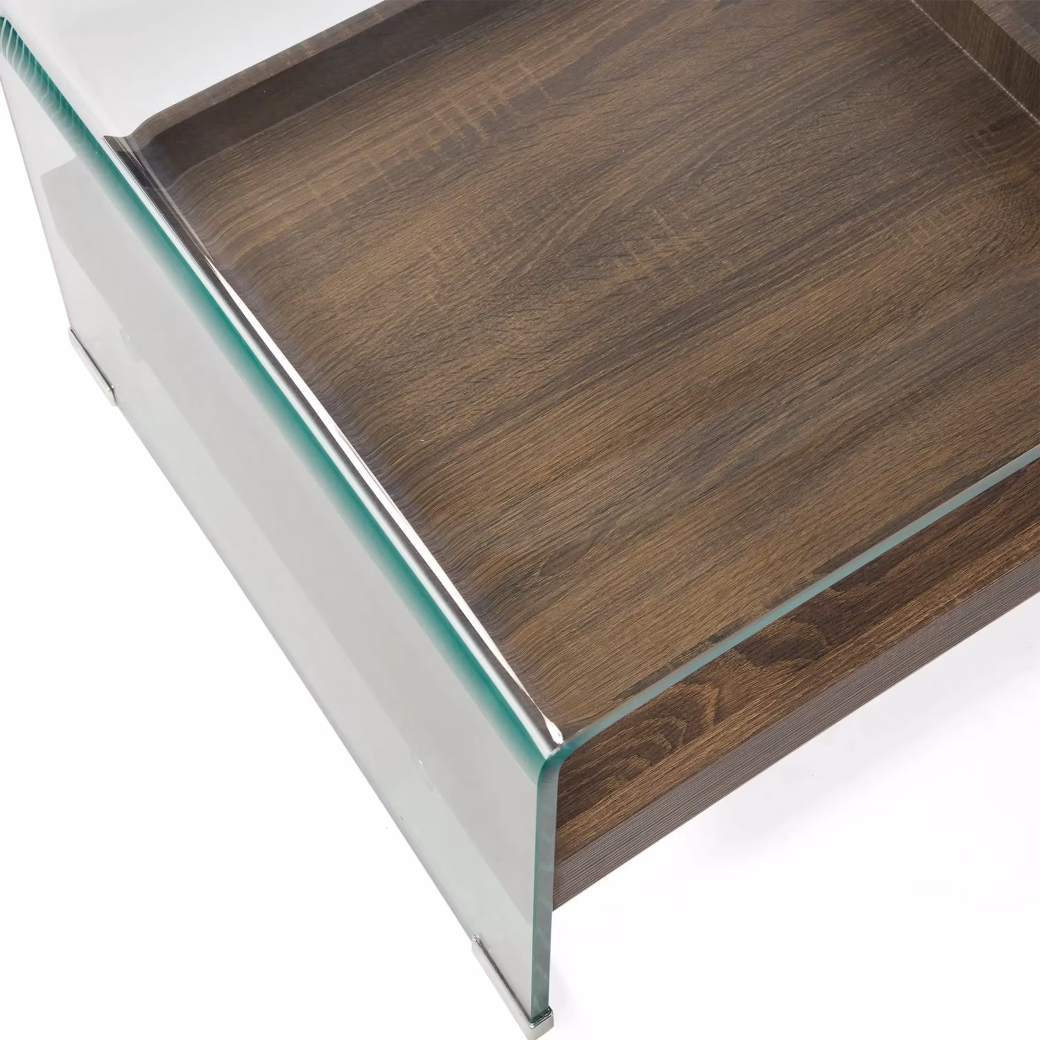 Mesa de centro Pot : Vidro temperado com gaveta de madeira