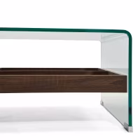 Mesa de centro Pot : Vidro temperado com gaveta de madeira