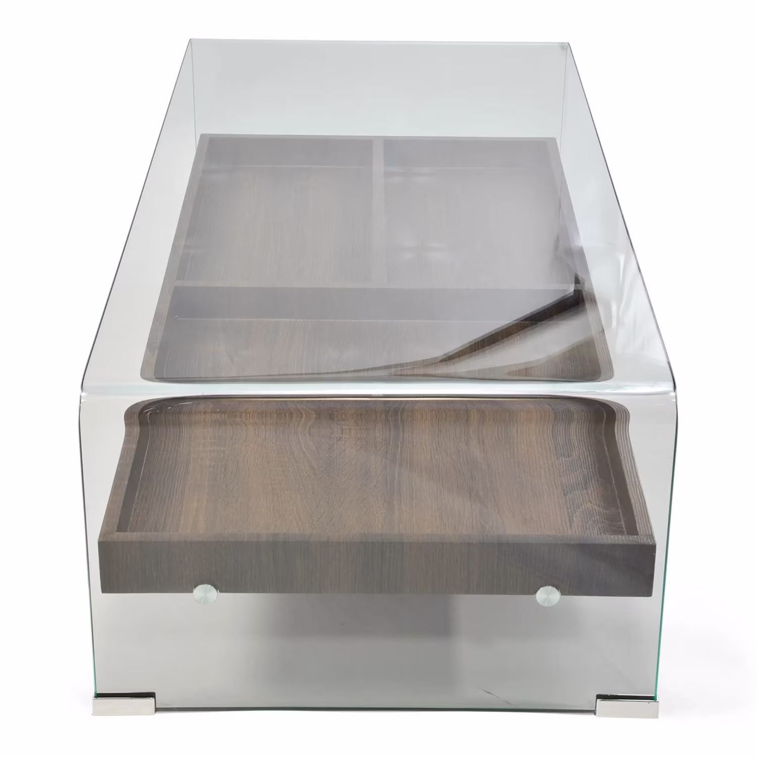 Mesa de centro Pot : Vidro temperado com gaveta de madeira