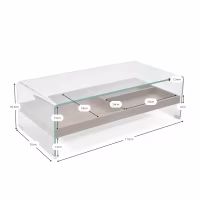 Mesa de centro Pot | Cristal templado con cajón de madera