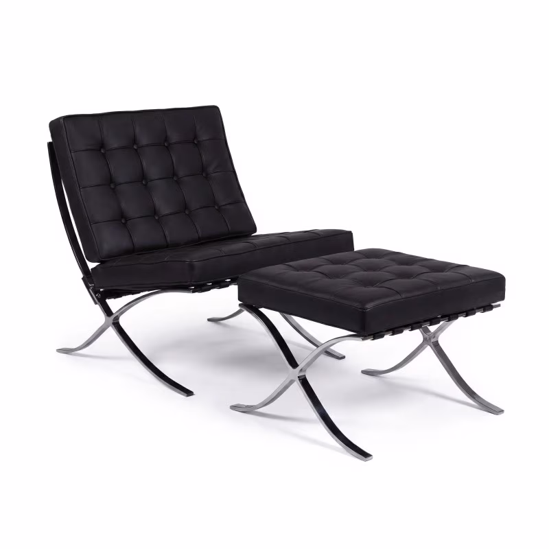 Barcelona Chair with Footrest in synthetic leather - Mueble Design