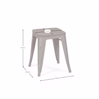 Banqueta baixa industrial com assento de madeira Bistro Antique
