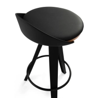 Tamborete Design deco com assento em faia e couro sintético