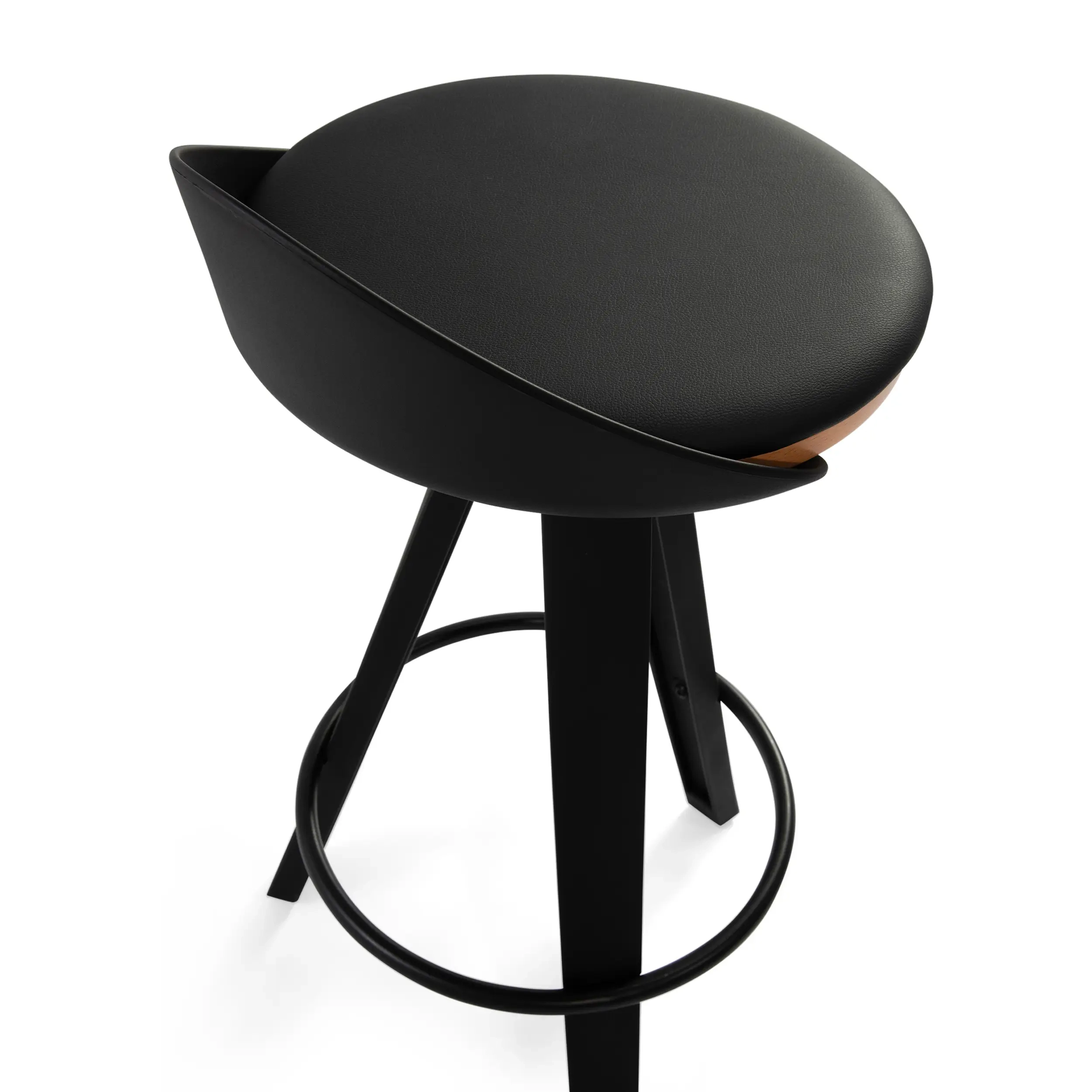 Stool Design deco with beech and leatherette seat