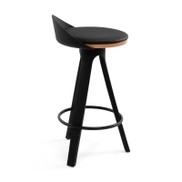 Taburete Deco de diseño con asiento de haya y polipiel