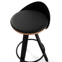 Taburete Deco de diseño con asiento de haya y polipiel