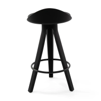 Tamborete Design deco com assento em faia e couro sintético