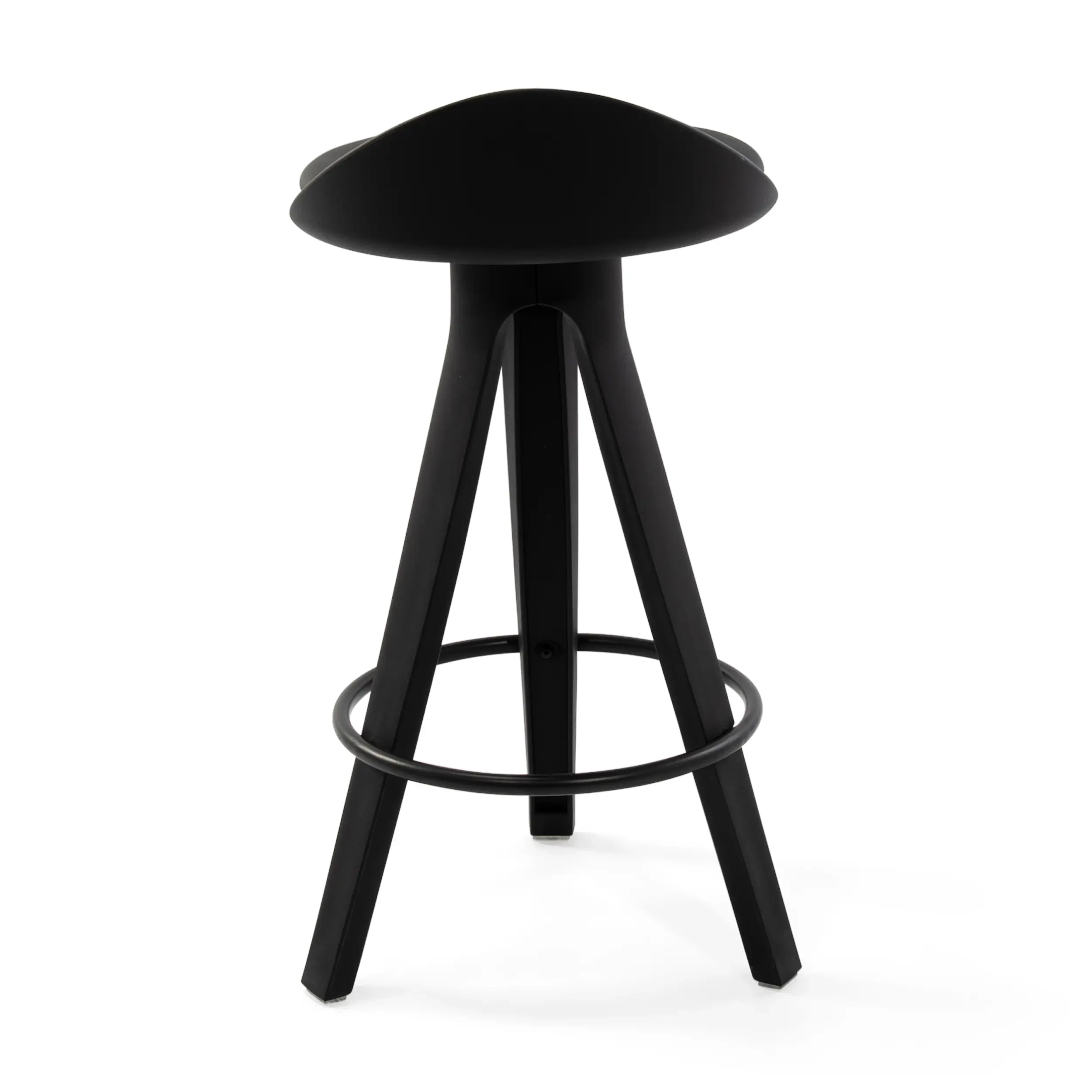 Taburete Deco de diseño con asiento de haya y polipiel