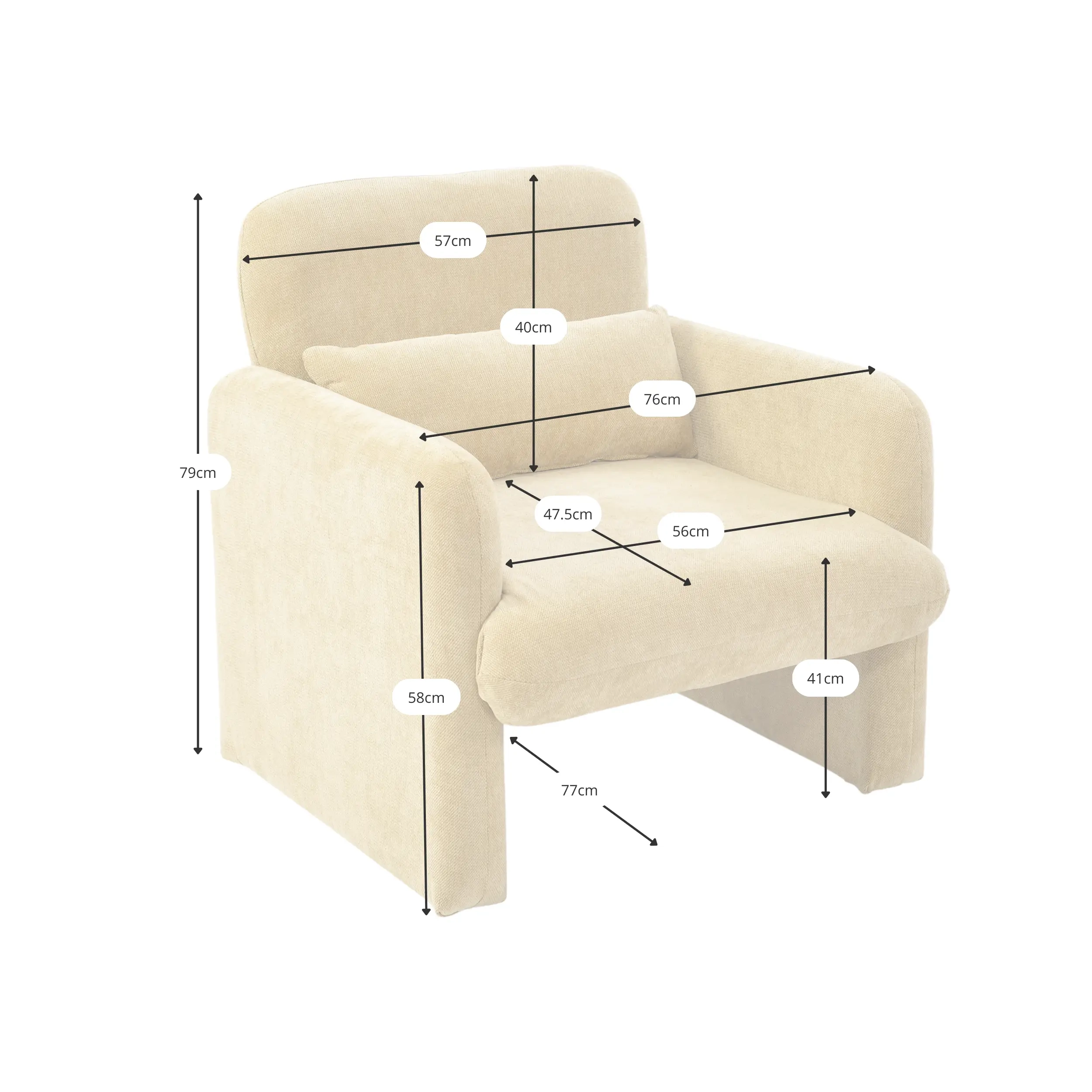 Sillón Bristol minimalista tapizado | Espuma alta densidad