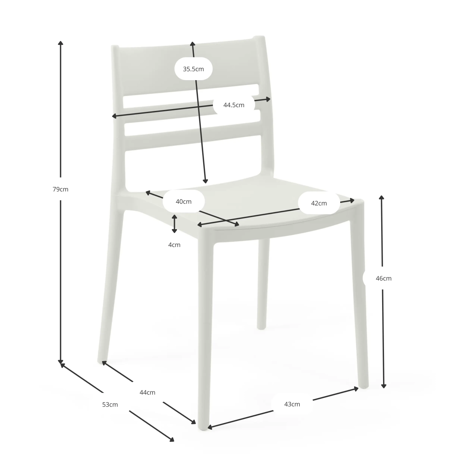 Stackable polypropylene chair suitable for outdoor use - Creta