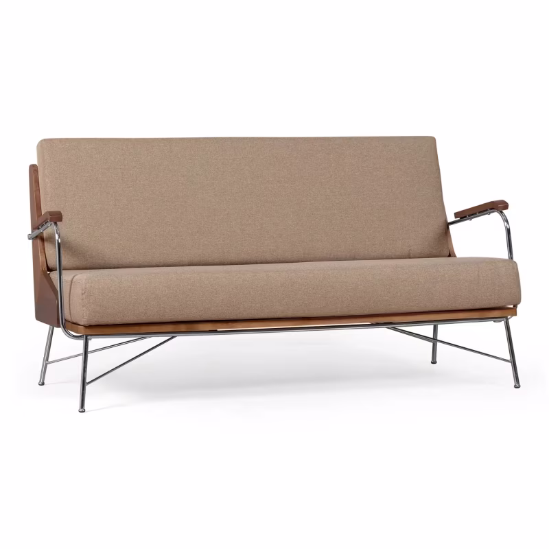 Sofá Industrial Daneu tapizado en algodón-Sofas de Madera-Mueble Design